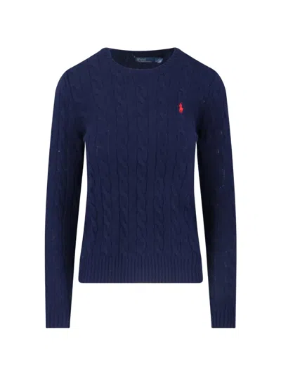 Polo Ralph Lauren Cable-knit Wool-cashmere Sweater In Blue