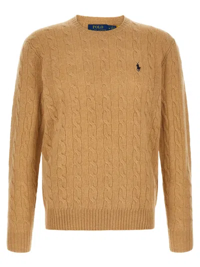 Polo Ralph Lauren Cable-knit Wool-cashmere Sweater In Camel