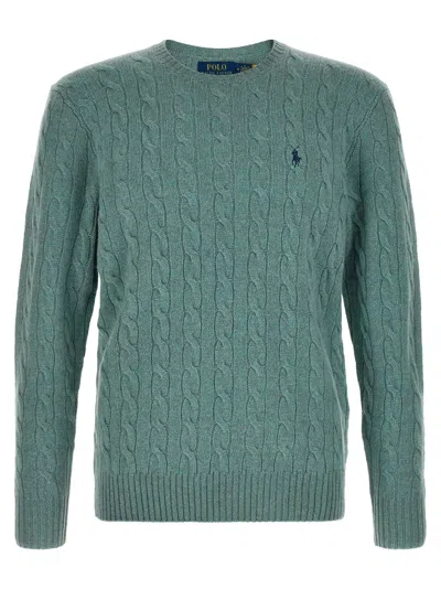Polo Ralph Lauren Cable-knit Wool-cashmere Sweater In Green