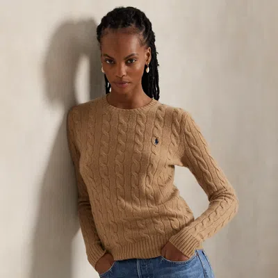 Polo Ralph Lauren Cable-knit Wool-cashmere Sweater In Collection Camel Melange In Brown