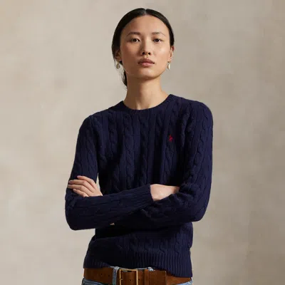 Polo Ralph Lauren Cable-knit Wool-cashmere Sweater In Hunter Navy In Blue