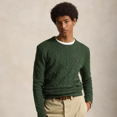 Polo Ralph Lauren Cable-knit Wool-cashmere Sweater In Lodgepole Pine Heather In Green