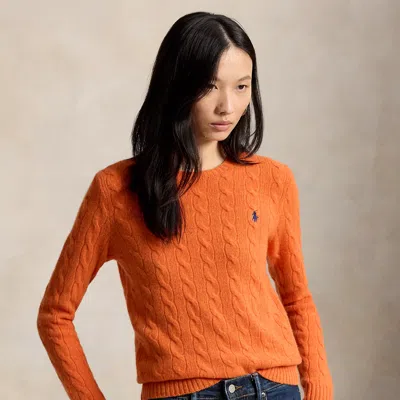Polo Ralph Lauren Cable-knit Wool-cashmere Sweater In Orange Rust Heather