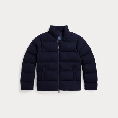 Polo Ralph Lauren Cable-knit Wool-cashmere Sweater Jacket In Hunter Navy