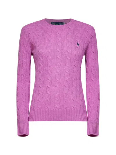 Polo Ralph Lauren Cable-knit Wool-cashmere Sweater In Purple