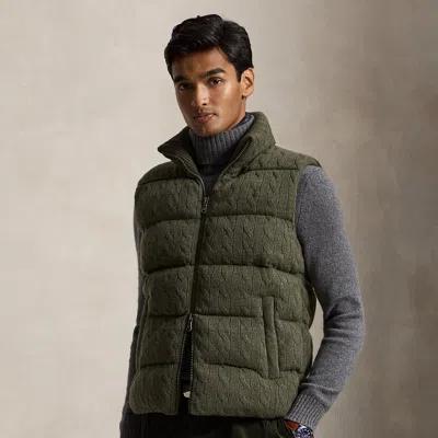 Polo Ralph Lauren Cable-knit Wool-cashmere Sweater Vest In Olive Shrub Heather