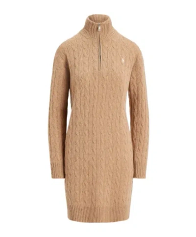 Polo Ralph Lauren Cable-knit Zip-neck Mini Dress In Meters