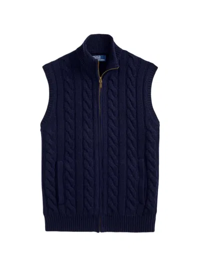 Polo Ralph Lauren Cable-knit Zip-up Cardigan In Blue
