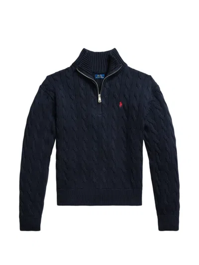 Polo Ralph Lauren Cable-knit Zip-up Sweater In Blue