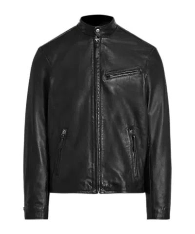 【即納&大特価】 Ralph Polo Lauren Black In Jacket Racing Solid Leather Calf ジャケット・アウター