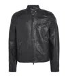 Polo Ralph Lauren Calf Leather Solid Racing Jacket In Black