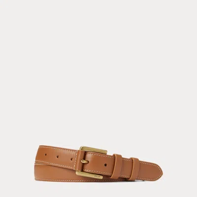 Polo Ralph Lauren Calfskin Dress Belt In Brown