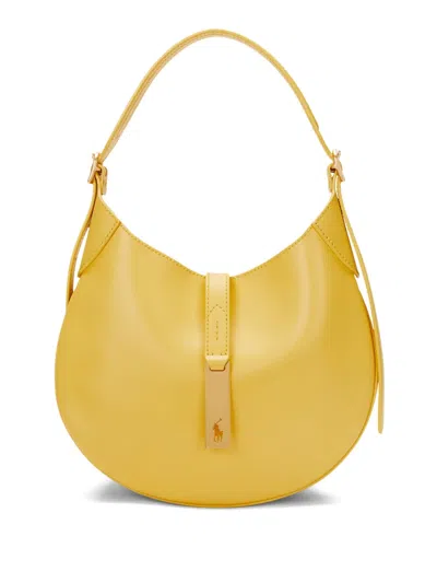 Polo Ralph Lauren Calfskin Shoulder Bag In Yellow