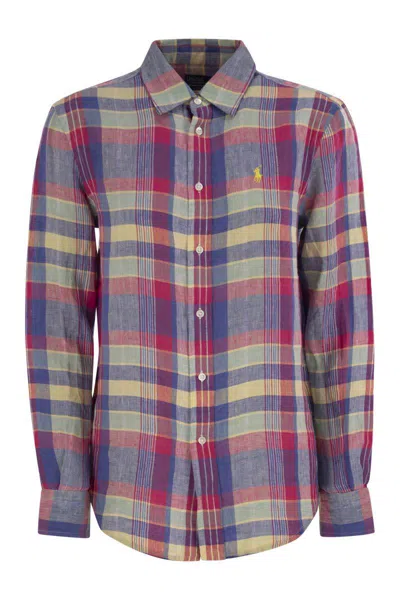 POLO RALPH LAUREN POLO RALPH LAUREN CALSSIC-FIT LINEN PLAID SHIRT