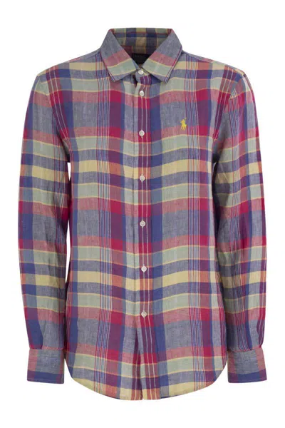 Polo Ralph Lauren Calssic-fit Linen Plaid Shirt In Multicolor