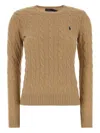 Polo Ralph Lauren Camel Cable Knit Sweater In Multi