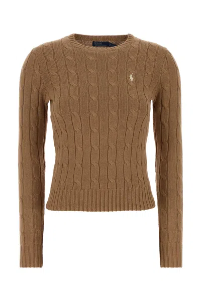 Polo Ralph Lauren Camel Cotton Sweater In Brown
