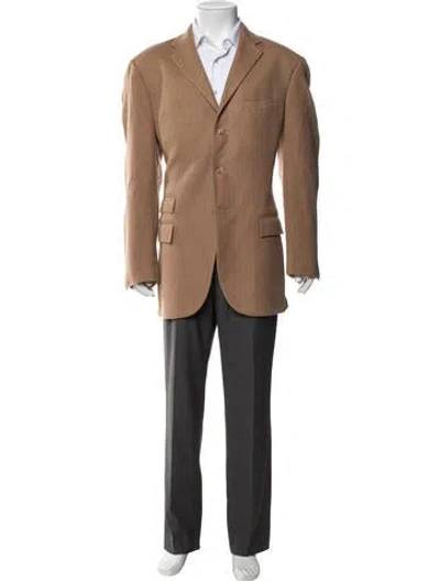 Pre-owned Polo Ralph Lauren Camel Leather Blazer In Brown