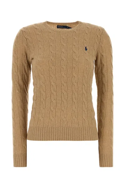 Polo Ralph Lauren Camel Wool Blend Sweater In Brown