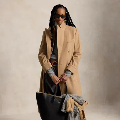 Polo Ralph Lauren Camel-hair Long Polo Coat In Camel