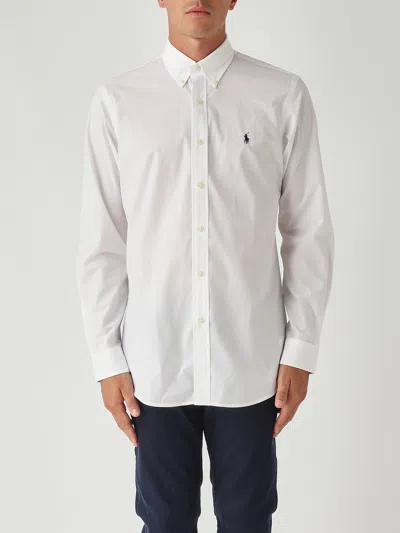 Polo Ralph Lauren Camicia Bd In Popeline Stretch Custom-fit Shirt In White