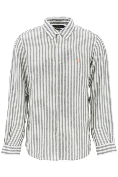 Polo Ralph Lauren Camicia Custom Fit A Righe In Gray