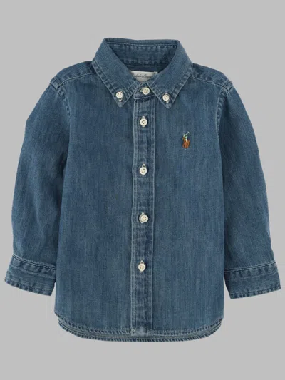 Polo Ralph Lauren Mini Denim Shirt For Boys In Blue