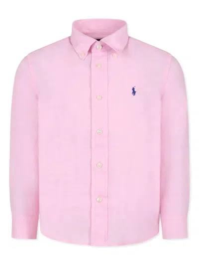 Polo Ralph Lauren Kids' Long-sleeved Shirt In Pink