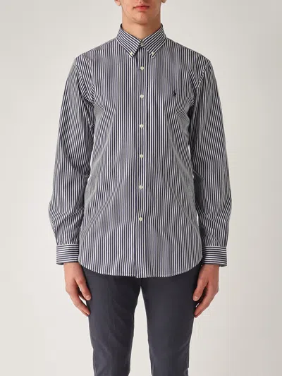 Polo Ralph Lauren Camicia In Popeline Stretch Custom-fit Shirt In Blue