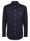 Polo Ralph Lauren Blue Shirt With Button-down Collar And Pony Embroidery On The Front In Blue
