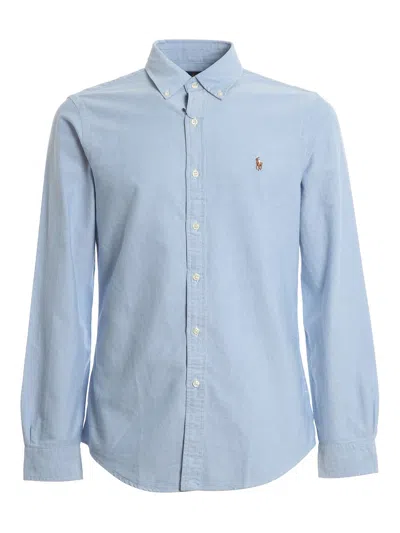 Polo Ralph Lauren Button Down Collar Shirt In Light Blue