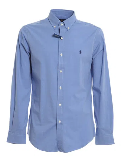 Polo Ralph Lauren Stretch Poplin Shirt In Light Blue