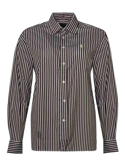 Polo Ralph Lauren Striped Cotton Shirt In Black