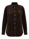 Polo Ralph Lauren Stretch Slim-fit Velvet Shirt In Brown