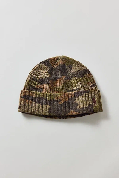 Polo Ralph Lauren Camo Wool Blend Beanie In Olive Camo, Men's At Urban Outfitters In Brown