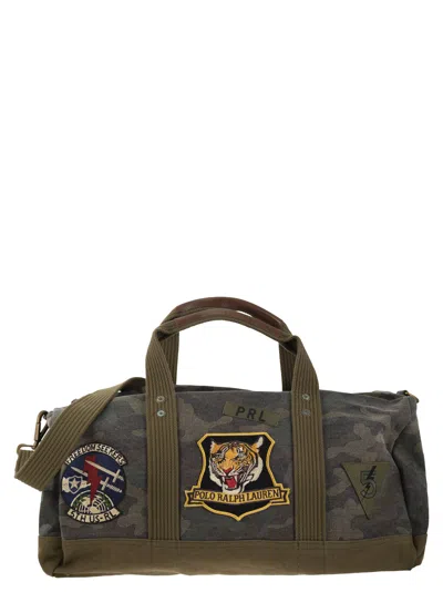 POLO RALPH LAUREN POLO RALPH LAUREN CAMOUFLAGE CANVAS DUFFLE BAG WITH TIGER