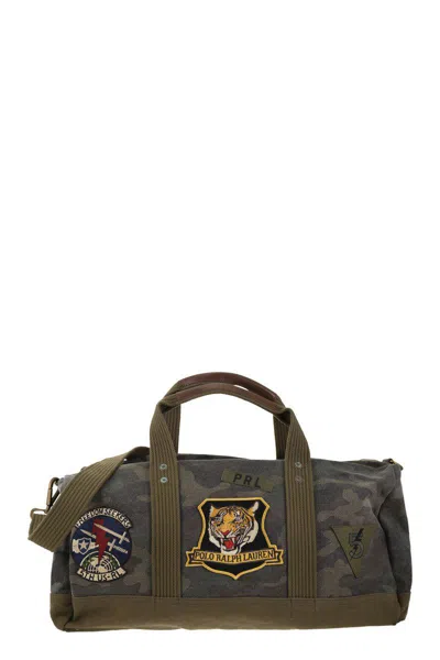 POLO RALPH LAUREN POLO RALPH LAUREN CAMOUFLAGE CANVAS DUFFLE BAG WITH TIGER