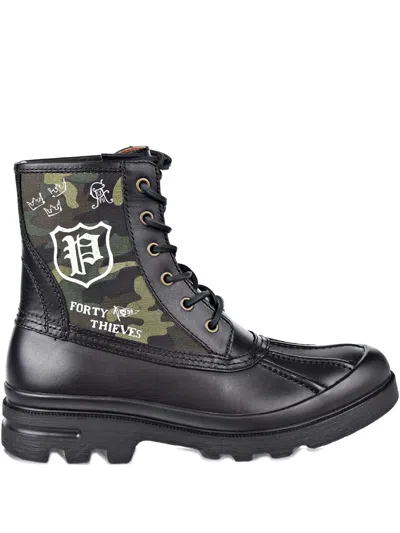 Polo Ralph Lauren Camouflage-panel Lace-up Boots In Black