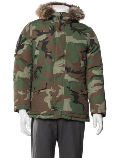 Pre-owned Polo Ralph Lauren Camouflage Print Parka In Green