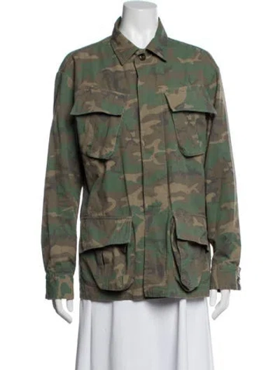 Pre-owned Polo Ralph Lauren Camouflage Print Utility Jacket In Green