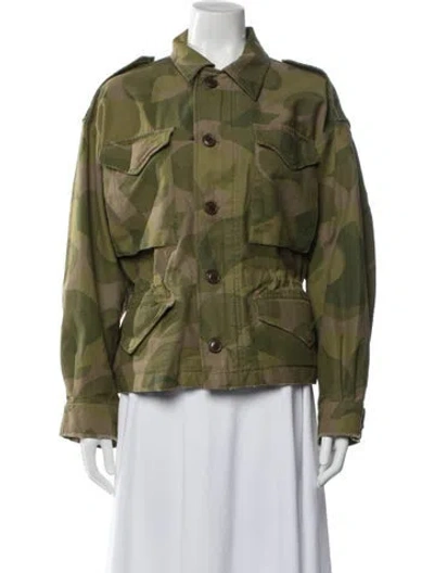 Pre-owned Polo Ralph Lauren Camouflage Print Utility Jacket In Green