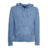 Polo Ralph Lauren Pony Embroidered Zipped Drawstring Hoodie In Blue