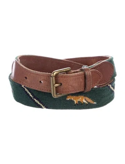 Pre-owned Polo Ralph Lauren Canvas Belt In Brown/green