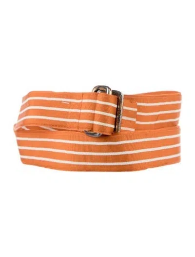 Pre-owned Polo Ralph Lauren Canvas Belt In Orange/white