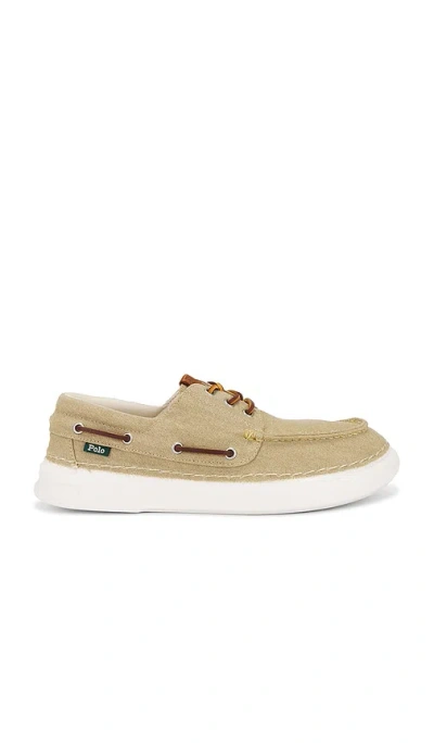 Polo Ralph Lauren Canvas Boat Shoe In Brown