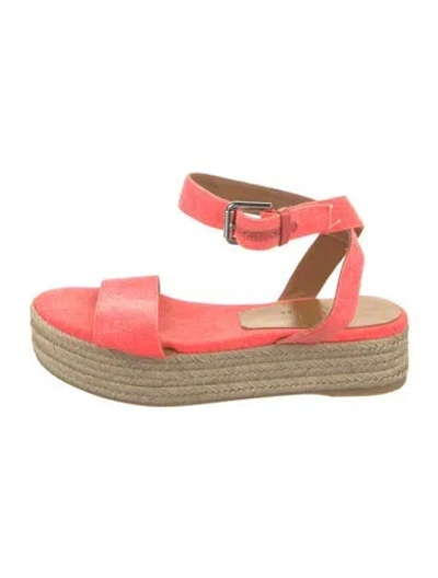 Pre-owned Polo Ralph Lauren Canvas Colorblock Pattern Espadrilles In Pink