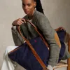 Polo Ralph Lauren Canvas Extra-large Bellport Tote In Navy/cuoio