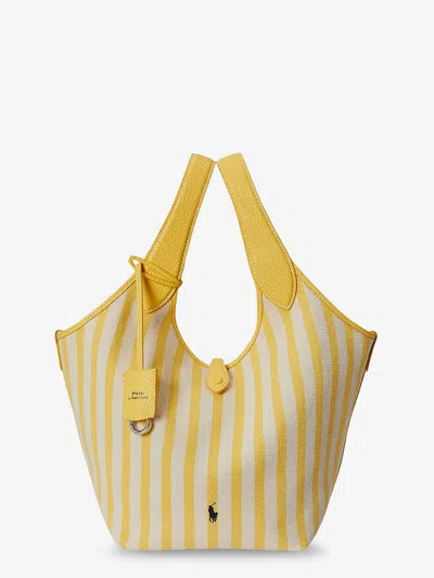 Polo Ralph Lauren Canvas Handbag With Striped Pattern In Yellow