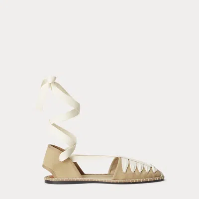 Polo Ralph Lauren Canvas Lace-up Espadrille In Tan