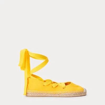 Polo Ralph Lauren Canvas Lace-up Espadrille In Yellow